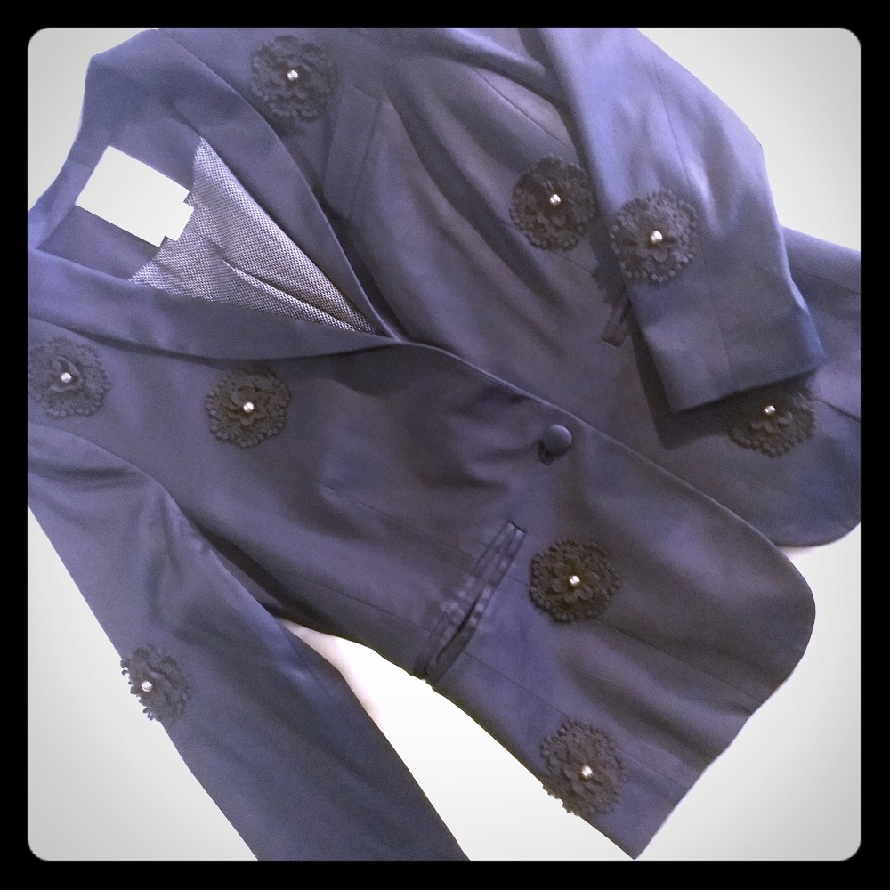 Navy Blazer with Gold Detailing